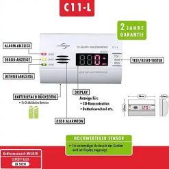 C11-L détecteur de monoxyde de carbone à piles - affichage LED, capteur électrochimique-Protector Hot
