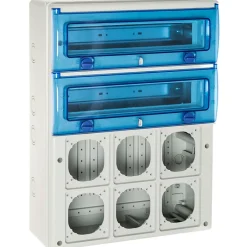 1332pv6 Coffret étanche Ip65 Pour 6 Prises Industrielles à Composer - 2 Rangées De 16 Modules - Indubox-Solera Hot