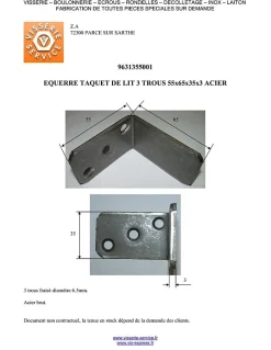 Équerres Taquet LIT 3 Trous 55X65X35X3 Acier - 10 pièces-Vis Express New