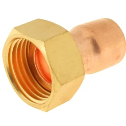 Raccord collet battu cuivre droit à souder sur tube cuivre Ø14 - sortie écrou tournant femelle 15/21 (1/2"), lot de 2-Somatherm for you New