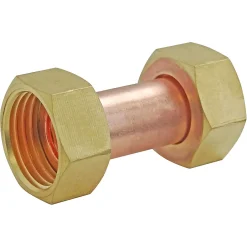 Raccord droit 2 écrous tournants Femelle 15/21 (1/2") - Femelle 15/21 (1/2") - douille cuivre^Somatherm for you Online