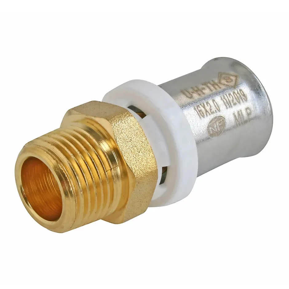 Raccord droit à sertir pour tube Multicouche Ø16 - droit mâle 12/17 (3/8")^Somatherm for you New