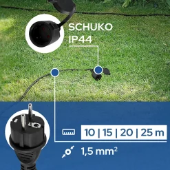 Rallonge de jardin noire Schuko 10 m 3x1,5 mm² IP44 HOROZ-Horoz Electric Clearance
