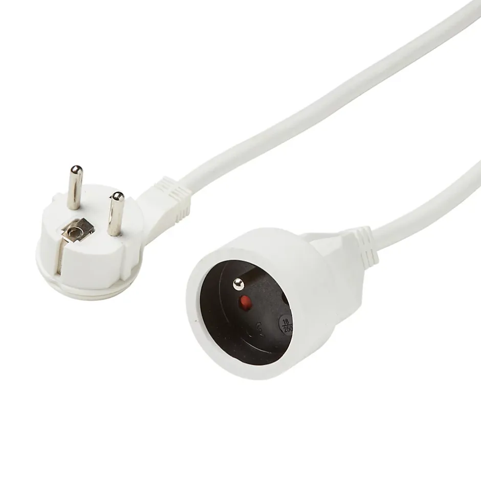 Rallonge intérieur H05VV-F 3 x 1.5 mm² 3m + prise blanc^Diall Outlet
