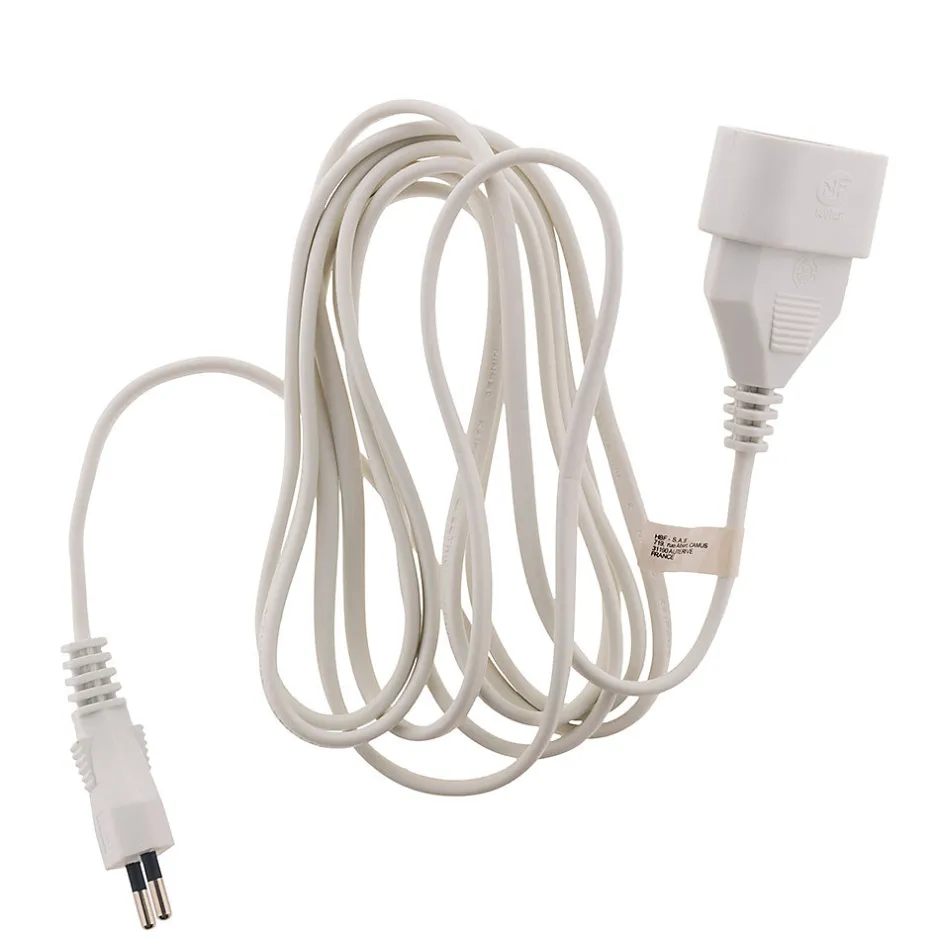 Rallonge 2m - HO3VVH2F 2x0,75mm² 6A - blanc --Zenitech Hot