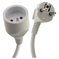 Rallonge 1,90m - HO3VVH2F 2x0,75mm² 6A - blanc --Zenitech Hot