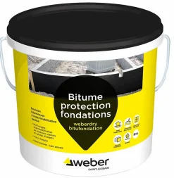 Revêtement d'imperméabilisation des fondations et collage d’isolants 10 kg prêt à l'emploi, Weberdry Bitufondation-Weber Saint-Gobain Outlet