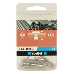 Rivet aveugle tête plate aluminium 4,8 x 16 mm, 15 pièces^Scell-It New