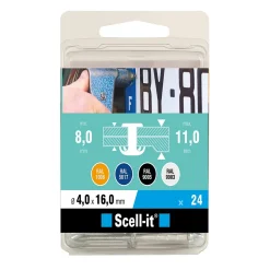 Rivet pour plaque d'immatriculation ø4 x 16 mm, 24 pièces-Scell-It Online