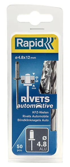 Rivets "Automobile" Ø4.8x12mm , 50 pièces^Rapid Discount