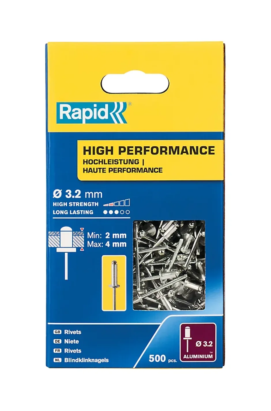 Rivets Haute performance Ø3.2 x 8 mm^Rapid New
