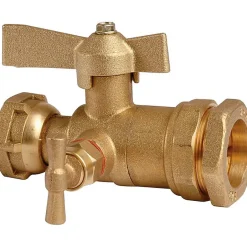 Robinet d'arrêt à boisseau sphérique avec purge - Ravani - F 3/4' - Diamètre 32 mm - Après compteur - Pour tube PE^Comisa