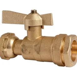 Robinet d'arrêt à boisseau sphérique - F 3/4' - Diamètre 25 mm - Avant et après compteur d'eau - Pour tube PE - Ravani-Comisa Best