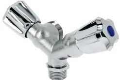 Robinet double de machine à laver laiton chromé - - B01-RMLDB^Garis New