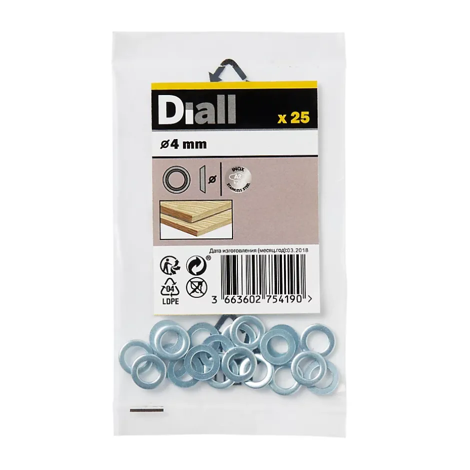 Rondelles cuvettes en acier inoxydable A2 ø 4mm - 25 pièces^Diall Clearance