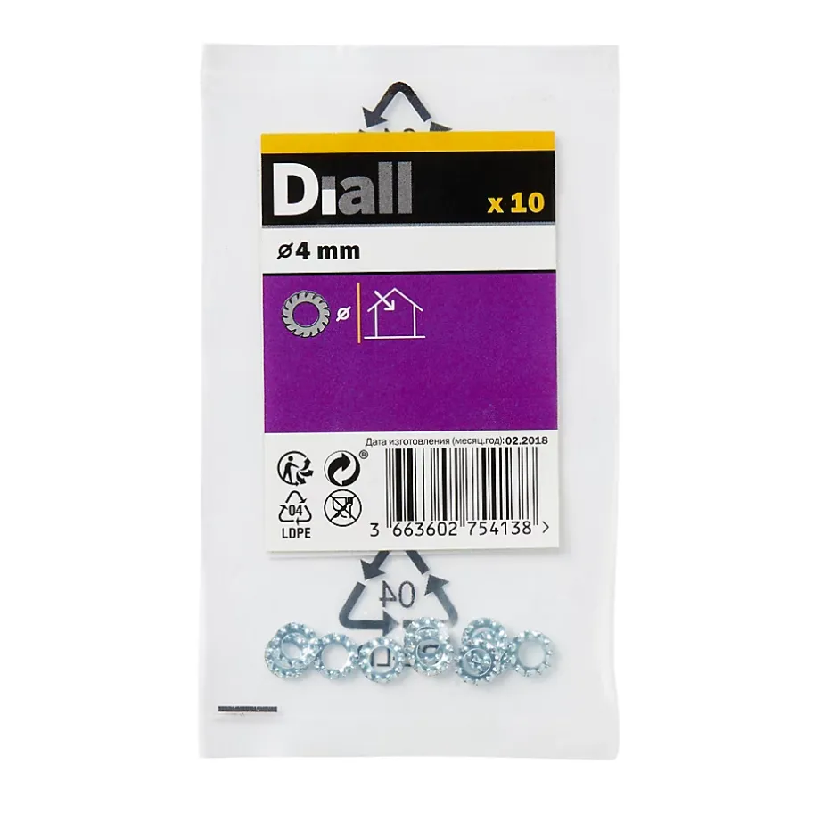 Rondelles dentelée en acier au carbone ø 4mm - 10 pièces-Diall New
