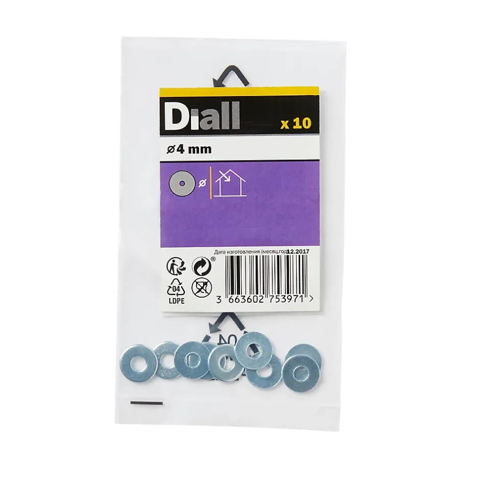 Rondelles plates larges de réparation en acier au carbone ø 4mm - 10 pièces^Diall Discount