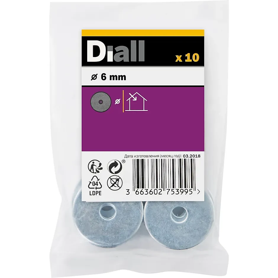 Rondelles plates larges de réparation en acier au carbone ø 6mm - 10 pièces-Diall Clearance