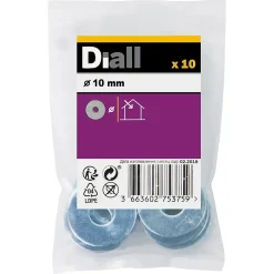 Rondelles plates larges en acier au carbone ø 10mm - 10 pièces^Diall Online