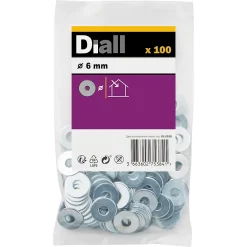 Rondelles plates larges en acier au carbone ø 6mm - 100 pièces^Diall Best