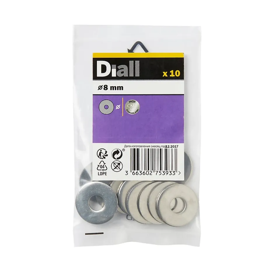 Rondelles plates larges en inox ø 8mm - 10 pièces-Diall Discount