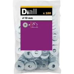 Rondelles plates larges en acier au carbone ø 10mm - 100 pièces-Diall