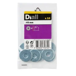 Rondelles plates larges en acier au carbone ø 8mm - 10 pièces-Diall New
