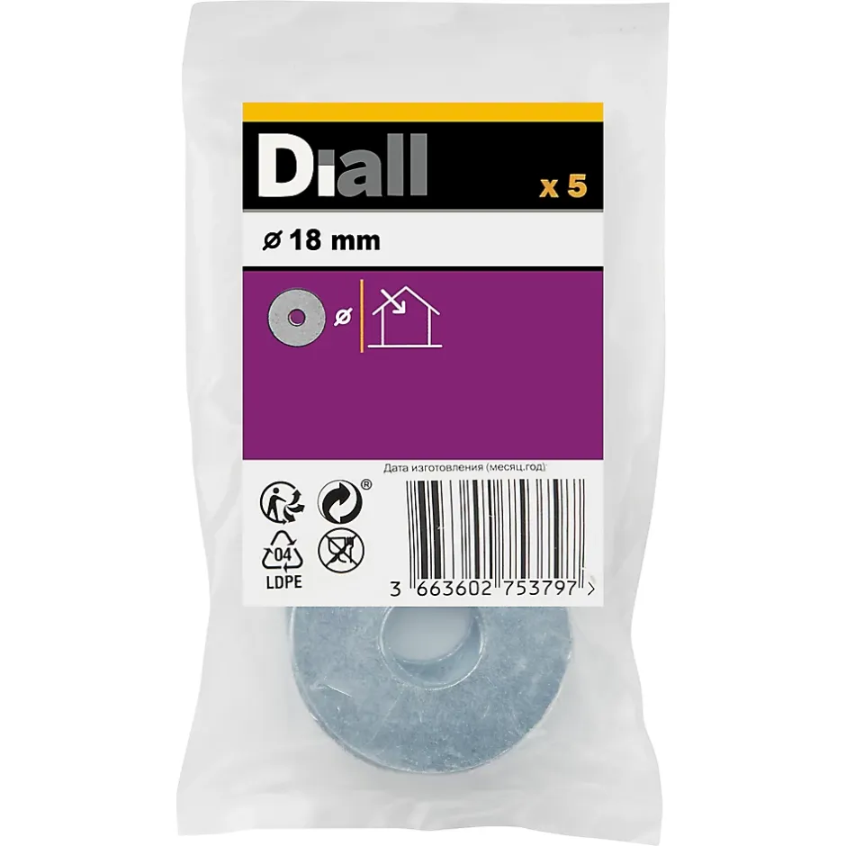 Rondelles plates larges en acier au carbone ø 18mm - 5 pièces-Diall Clearance