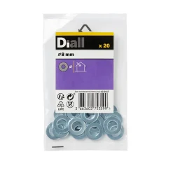 Rondelles plates moyennes en acier au carbone ø 8mm - 20 pièces^Diall Online