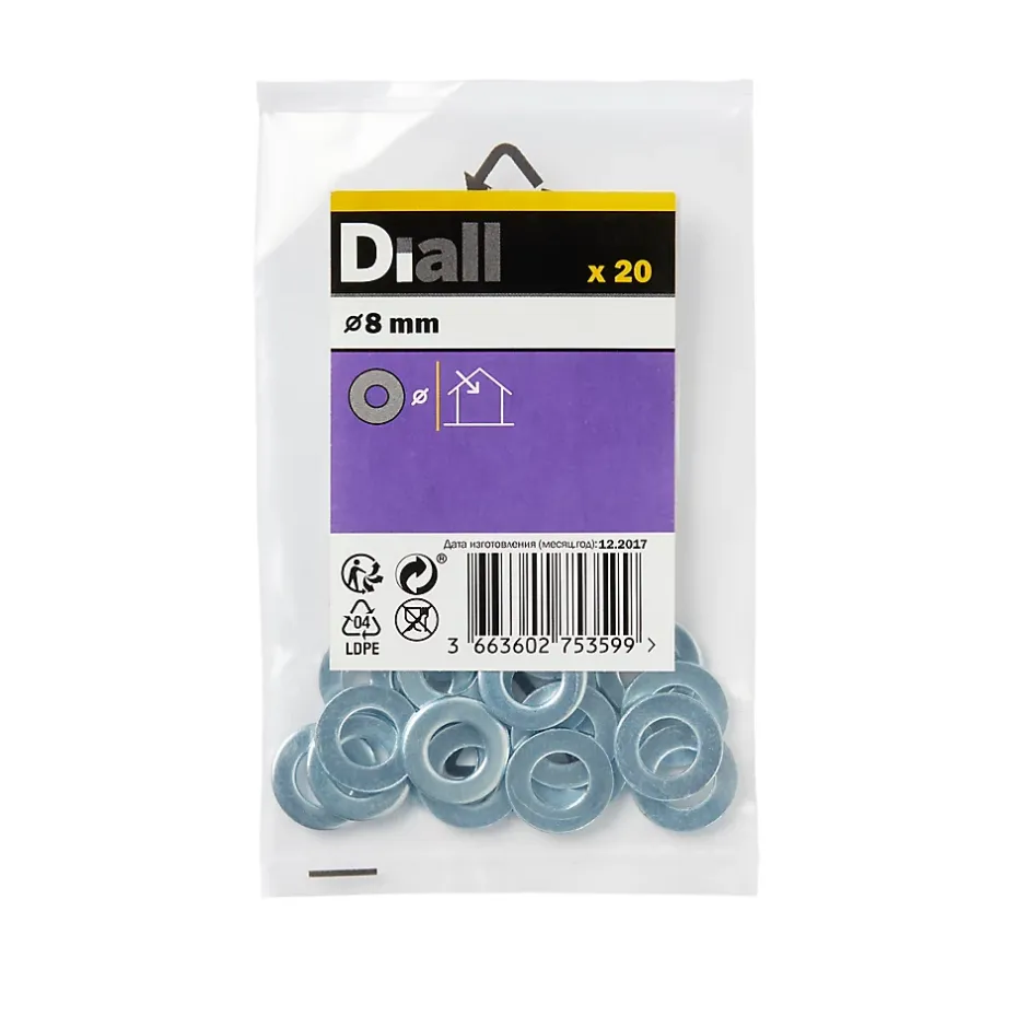 Rondelles plates moyennes en acier au carbone ø 8mm - 20 pièces^Diall Online