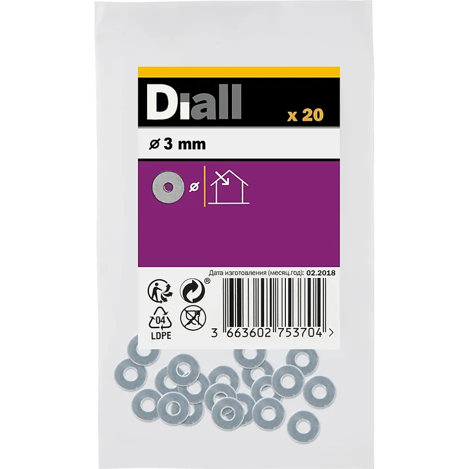 Rondelles plates moyennes en acier au carbone ø 3mm - 20 pièces-Diall New