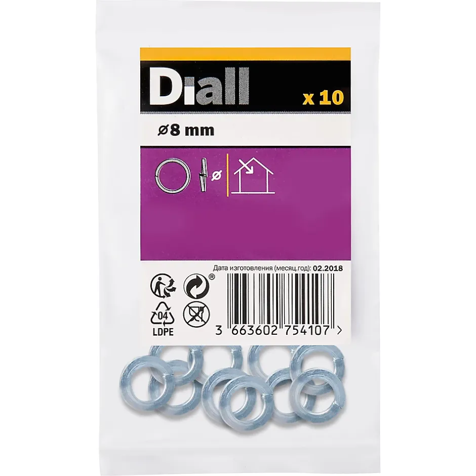 Rondelles ressorts en acier au carbone ø 8mm - 10 pièces^Diall New