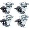 Roulette double 50mm 2" caoutchouc gris pivotante avec frein capacité 280kg, jeu de 4^Parnells Best