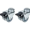 Roulette double 50mm 2" caoutchouc gris pivotante avec frein capacité 140kg, jeu de 2-Parnells New
