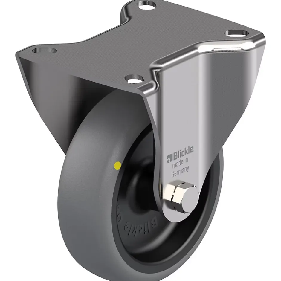 Roulette fixe de 100 mm en acier inoxydable avec thermoplastique gris conducteur d'électricité^Parnells Best