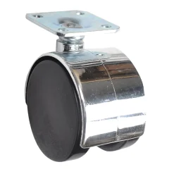 Roulette jumelée pivotante sans frein ø50 mm, plaque 38 x 38 mm chromé, charge max 40 kg^ Hot