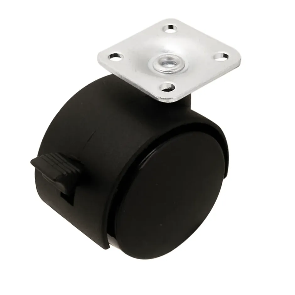 Roulette jumelée pivotante avec frein ø50 mm, plaque ø38 mm, charge max 40kg^ Outlet