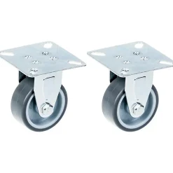 Roulette 50mm 2" à bandage caoutchouc gris, fixe, capacité 80kg, jeu de 2^Parnells New