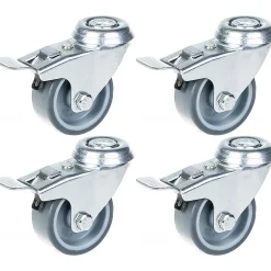 Roulette 50mm 2" à bandage caoutchouc gris, pivotante avec frein, capacité 160kg, jeu de 4^Parnells Sale