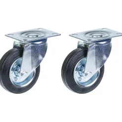 Roulette 100mm 4" à bandage caoutchouc, pivotante, forte capacité de 180kg, jeu de 2^Parnells