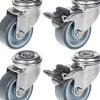 Roulette 50mm 2" en acier inoxydable, caoutchouc gris, pivotante et avec frein, 160kg, jeu de 4^Parnells Discount