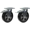 Roulette 200mm 8" pivotante en caoutchouc noir avec frein, forte capacité de 900kg, jeu de 2^Parnells New