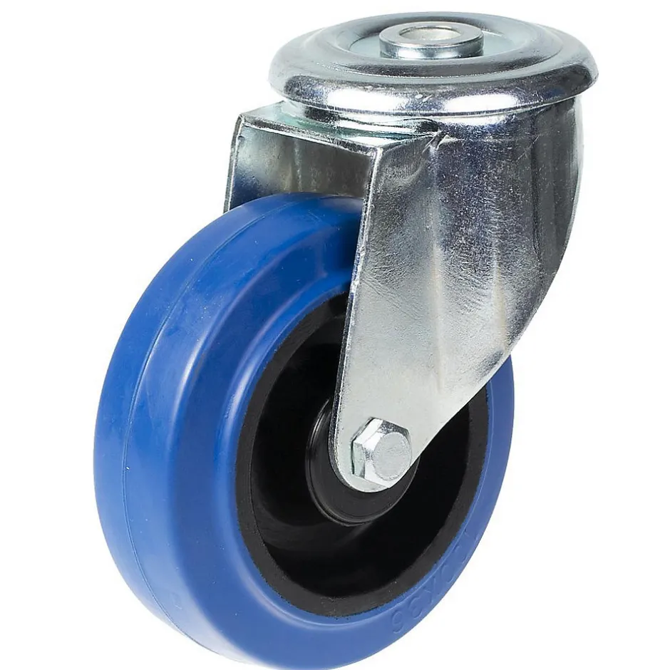 Roulette pivotante de 100 mm avec caoutchouc élastique bleu sur roue centrale en nylon-Parnells Sale