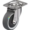 Roulette pivotante de 100 mm en acier inoxydable avec thermoplastique gris conducteur d'électricité.-Parnells New