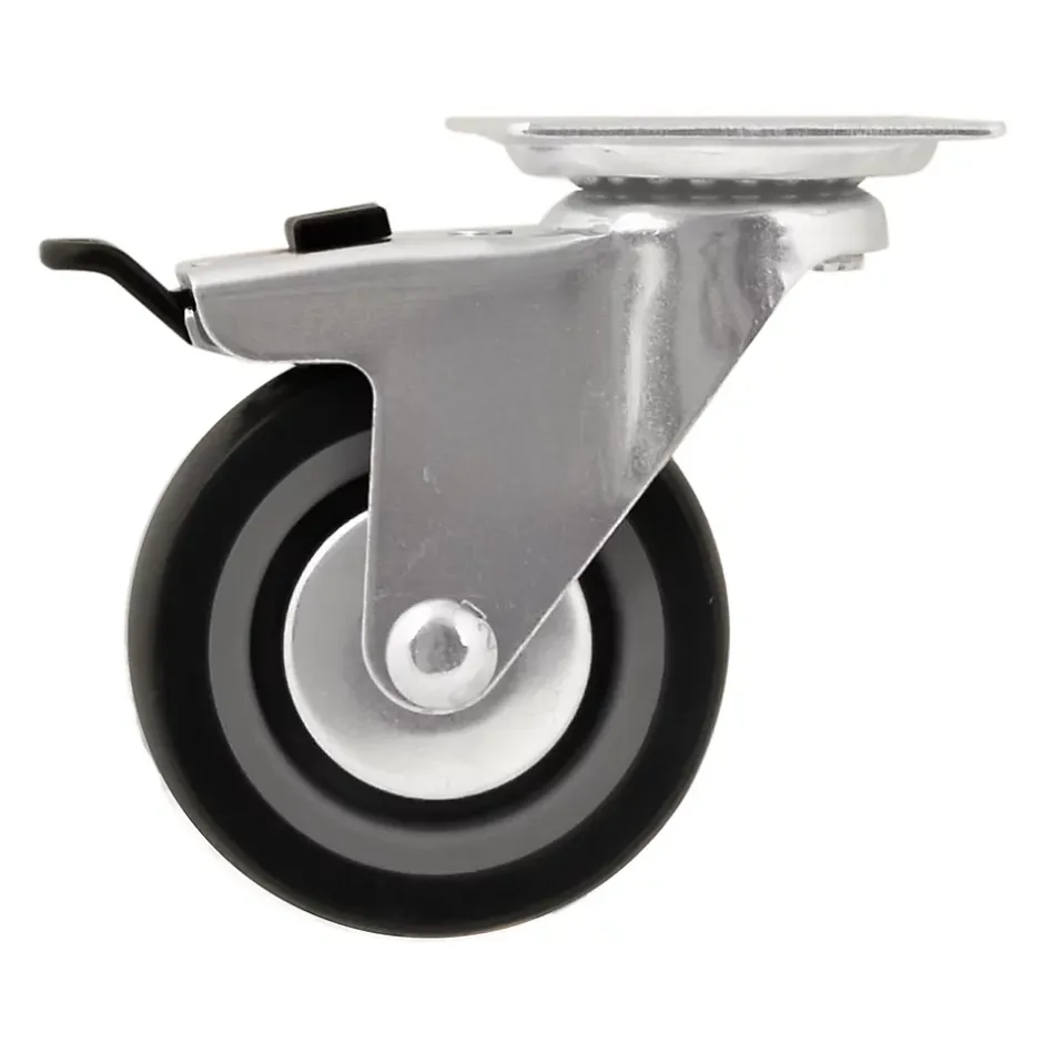 Roulette pivotante sur plaque grise ø7.5 cm avec freins, charge max 60 kg- Hot