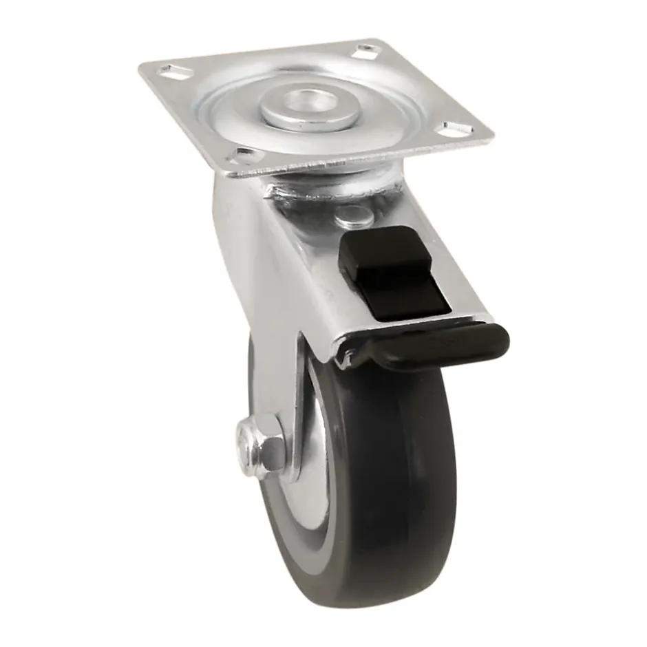 Roulette pivotante sur plaque grise ø7.5 cm avec freins, charge max 60 kg- Hot