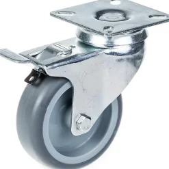 Roulette pivotante/frein de 75 mm en caoutchouc TPR gris sur roue centrale en polypropylène-Parnells Online