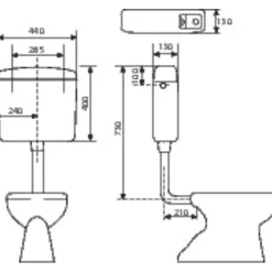 Réservoir WC - REGI FLO - - Double débit - Semi-bas^Regiplast Hot