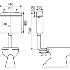Réservoir WC - REGI SUPER - - Simple débit - Semi-bas - Interrompable-Regiplast