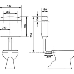 Réservoir WC - REGI SUPER - - Simple débit - Semi-bas - Interrompable-Regiplast